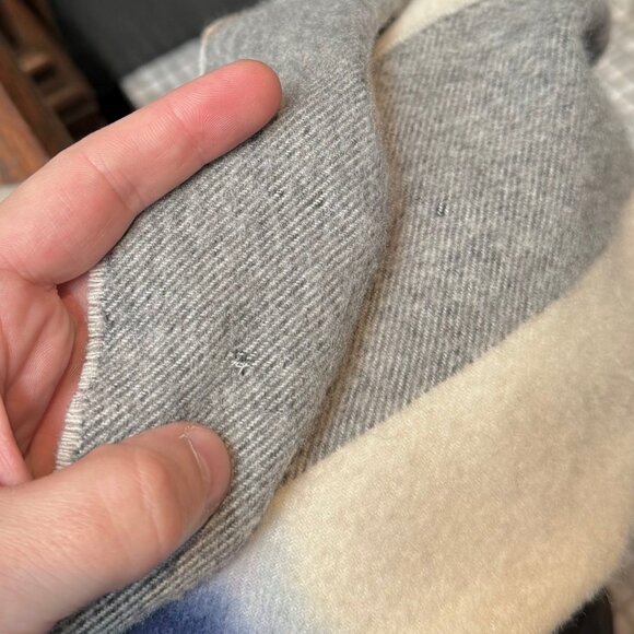 Burberry Blue Ivory Exploded Check Overdye Effect 200cm Cashmere Scarf - Picture 8 of 16